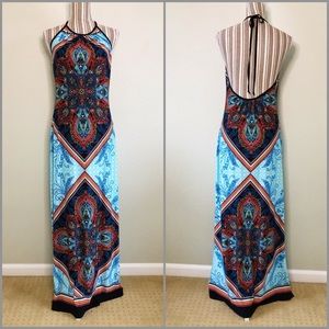 VENUS Printed Halter Maxi Dress Multicolored M
